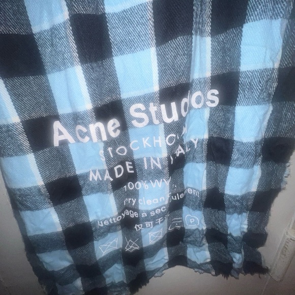 Unisex Acne Studios Stockholm Checked Wool Logo Scarf Made in Italy - Picture 6 of 10